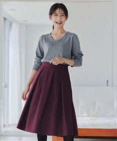 Tiaclasse 【新色追加・洗える】ウール調タックフレアスカート