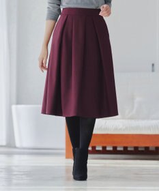 Tiaclasse 【新色追加・洗える】ウール調タックフレアスカート
