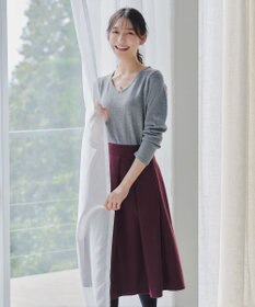 Tiaclasse 【新色追加・洗える】ウール調タックフレアスカート