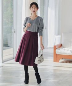 Tiaclasse 【新色追加・洗える】ウール調タックフレアスカート