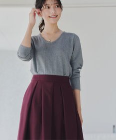 Tiaclasse 【新色追加・洗える】ウール調タックフレアスカート