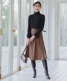 Tiaclasse 【新色追加・洗える】ウール調タックフレアスカート