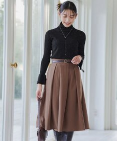 Tiaclasse 【新色追加・洗える】ウール調タックフレアスカート