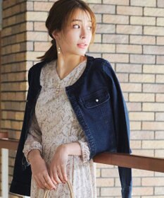 Tiaclasse 【洗える】ノーカラーデニムジャケット