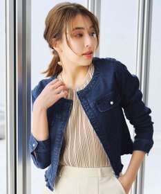 Tiaclasse 【洗える】ノーカラーデニムジャケット