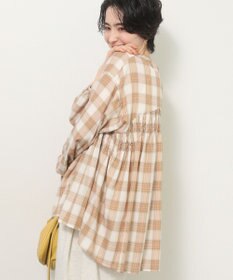 Green Parks 【しゃれシャツ】イージーケアＶネックチェックブラウス