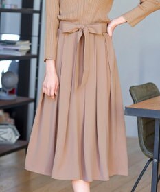 Tiaclasse 【洗える】異素材を組み合わせたミモレ丈リブコンビワンピース