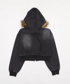 WEGO ファーフードデニムショートブルゾン