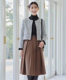 Tiaclasse 【新色追加・洗える】ウール調タックフレアスカート