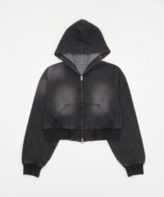 WEGO ファーフードデニムショートブルゾン