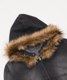 WEGO ファーフードデニムショートブルゾン