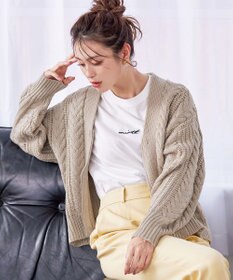 Tiaclasse 【洗える】ケーブル編みショート丈カーディガン