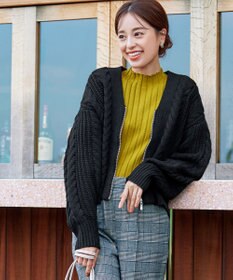 Tiaclasse 【洗える】ケーブル編みショート丈カーディガン