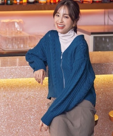 Tiaclasse 【洗える】ケーブル編みショート丈カーディガン