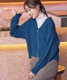 Tiaclasse 【洗える】ケーブル編みショート丈カーディガン