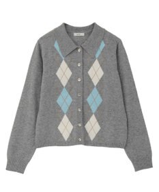 earth music&ecology 【予約】襟付きアーガイルニットカーディガン