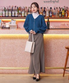 Tiaclasse 【洗える】ケーブル編みショート丈カーディガン