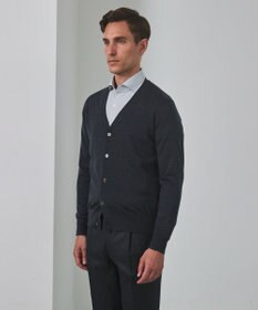 GOTAIRIKU 体温調整に【洗える/チクチクしにくい/ピリングしにくい】イタリア糸 ハイゲージ カーディガン_WOOL100%