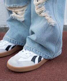 WEGO ダメージストレートデニムパンツ