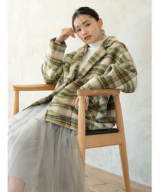 Green Parks ・ＥＬＥＮＣＡＲＥ　ＤＵＥ　シャギーチェックミドルコート