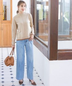 Tiaclasse 【洗える】もっちり素材が肌触り抜群の配色ニットトップス