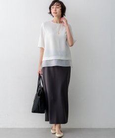 23区 S 【吸水速乾/UVカット/接触冷感】ストレッチジョーゼット シアーコンビ カットソー