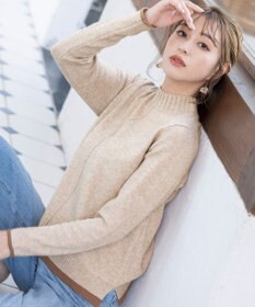 Tiaclasse 【洗える】もっちり素材が肌触り抜群の配色ニットトップス