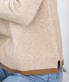 Tiaclasse 【洗える】もっちり素材が肌触り抜群の配色ニットトップス