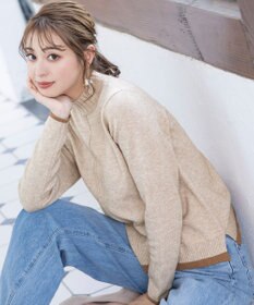 Tiaclasse 【洗える】もっちり素材が肌触り抜群の配色ニットトップス