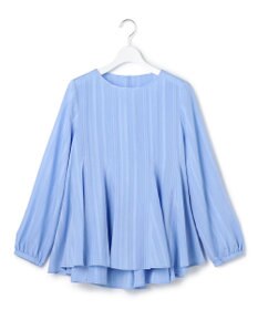 23区 【先行予約】ドビーストライプ クルーネック フレアブラウス