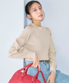 ANY SIS 【WEB・一部店舗限定】ダブルカラー ニット シャンパン