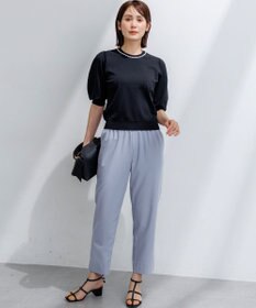 組曲 【ドラマ「銀河の一票」着用・WEB限定】クリアストレッチビジューレーン6分袖 ニット