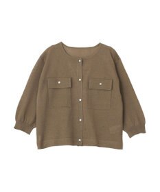 YECCA VECCA ノーカラー7分袖ポケットカーディガン