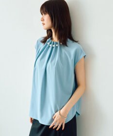 YECCA VECCA パールタックフレンチスリーブブラウス