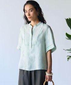 23区 L LIBECOリネン はしごレース ブラウス ライトグリーン系