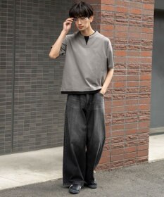 WEGO 【ユニセックス着用ITEM/MLサイズ展開】フェイクレイヤードキーネックT（SS）