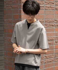 WEGO 【ユニセックス着用ITEM/MLサイズ展開】フェイクレイヤードキーネックT（SS）