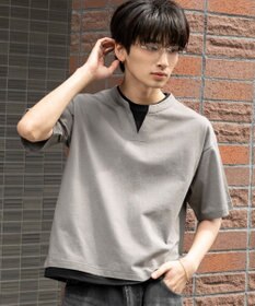WEGO 【ユニセックス着用ITEM/MLサイズ展開】フェイクレイヤードキーネックT（SS）