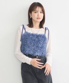 earth music&ecology ベロアリボンフェザービスチェ