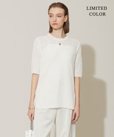 ICB 【WEB限定カラーあり・洗える】 ペーパーブレンドシャインニット 5分袖プルオーバー