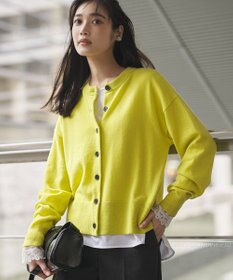 23区 S 【見上愛さん着用/STORY掲載】ピュアカシミヤ クルーネック カーディガン イエロー系