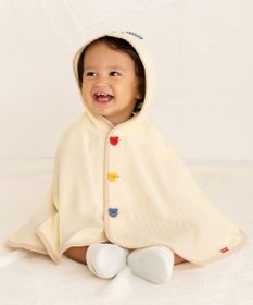 MIKI HOUSE HOT BISCUITS 【70-90cm】 顔ドン ワッフル素材 おでかけポンチョ