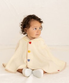 MIKI HOUSE HOT BISCUITS 【70-90cm】 顔ドン ワッフル素材 おでかけポンチョ