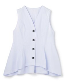 uncrave コットンクロスストライプ ペプラムジレブラウス