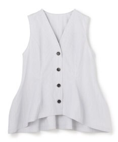 uncrave コットンクロスストライプ ペプラムジレブラウス