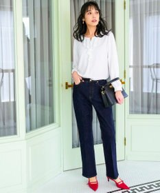 ANY SIS センタープレスセミフレア デニム