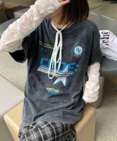 WEGO 【綿100%】ヴィンテージウォッシュグラフィックTシャツ