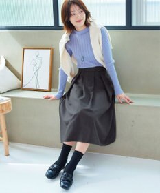 Tiaclasse 【新色追加・洗える】ウール調タックフレアスカート