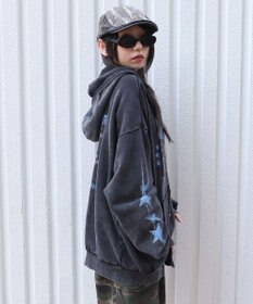 WEGO 【ユニセックス着用ITEM/MLサイズ展開】パウダーブリーチグラフィックZIPパーカー