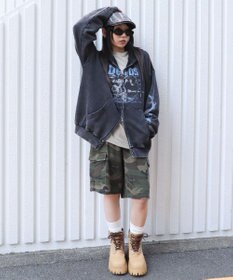 WEGO 【ユニセックス着用ITEM/MLサイズ展開】パウダーブリーチグラフィックZIPパーカー